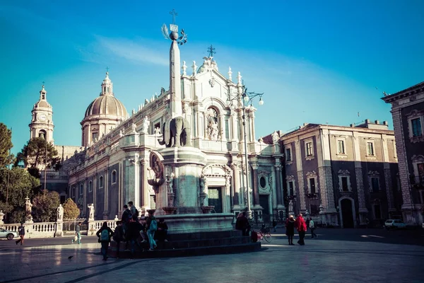 CATANIA, ITALY - NOVEMBER 28, 2017: Piazza del Duomo in Catania 