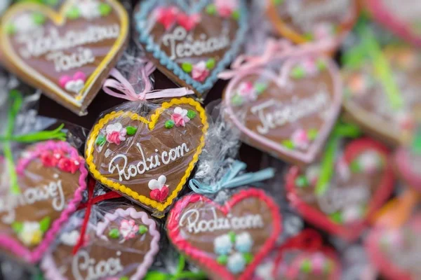 Gingerbread Hearts at Polish Christmas Market. Cracow. Xmas mark