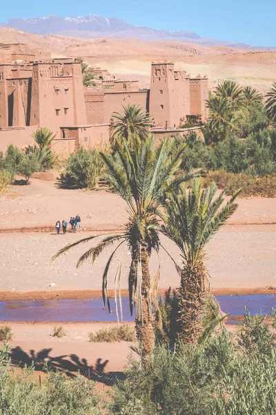 Morocc 瓦尔扎扎特城附近的 Haddou 城堡全景 — 图库照片