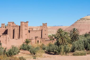 AIT Ben Haddou Casbah Panorama Morocc City'de Ouarzazate yakınındaki