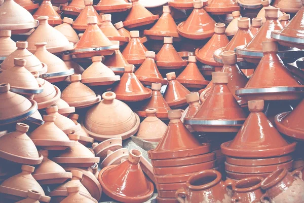 Selection of very colorful Moroccan tajines. Traditional dish, m — Stock Photo, Image