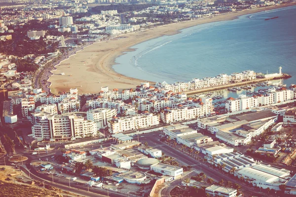 Lotnicze Agadir panoramiczny widok z Agadir Kasbah (Agadir Fort — Zdjęcie stockowe