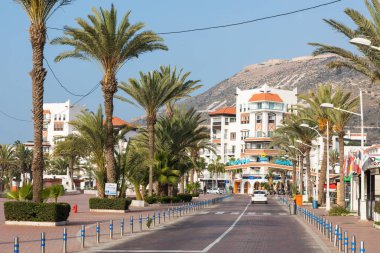 Agadir, Fas - 15 Aralık 2017: Agadir sahil mesire, 