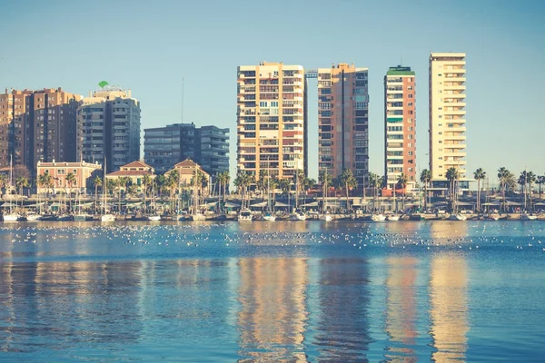 Panoramic view at the Marina place in Malaga. Malaga is the seco — Stock Photo, Image
