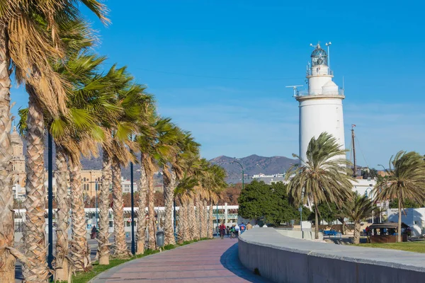 Vuurtoren "La Farola de Malaga" in Malaga, Spanje — Stockfoto