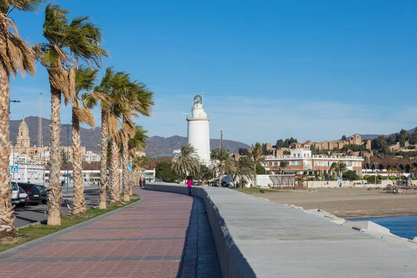 등대 La Farola de Malaga 스페인 말 라가 에서 — 스톡 사진