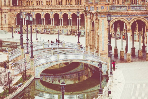 Panorama de Plaza de España en Sevilla en bea —  Fotos de Stock