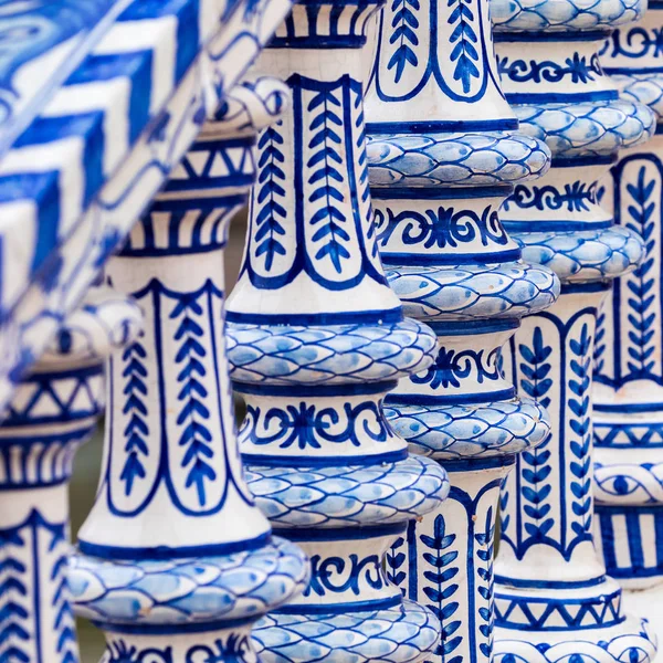 Plaza de Espana blue balustrade detail in Sevilla, Andalusia, Sp — Stock Photo, Image