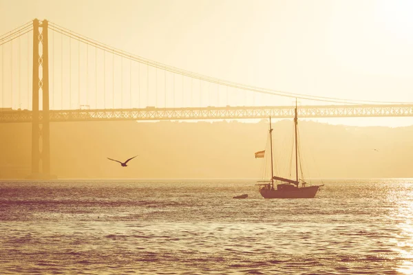 Bridge 25Th April Lisbon Portugal Sunset — Stock Photo, Image