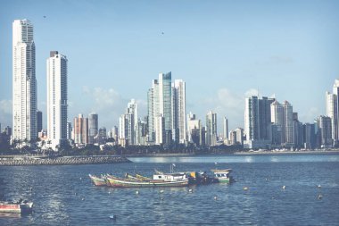 Panoramik Panama şehir manzarası - Panama City, Panama