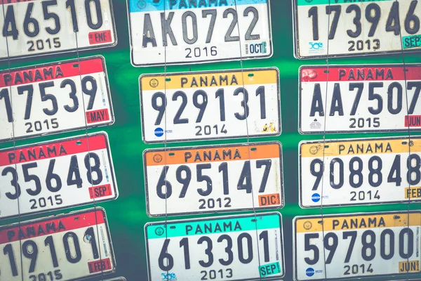 Panama vehicle registration plates.