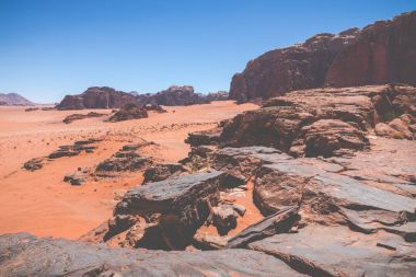 Wadi Rum kumulları çöl, Jordan, Orta Doğu