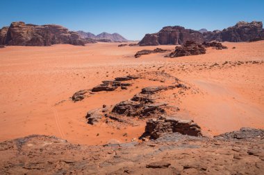 Wadi Rum kumulları çöl, Jordan, Orta Doğu
