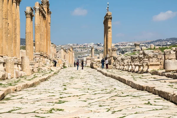 A római város Gerasa közelében Jerash (Pompeii o oszlopos utca — Stock Fotó