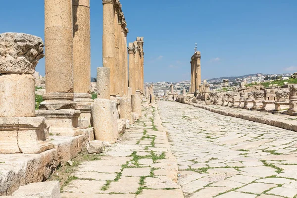L'antico Jerash. Rovine della città greco-romana di Gera in Giordania — Foto Stock