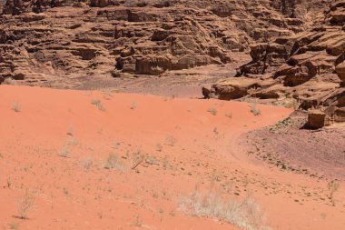 Wadi Rum çölün, Jordan panoramik manzaralı