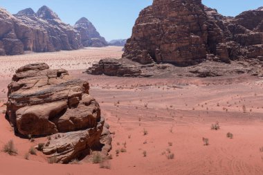 Wadi Rum çölün, Jordan panoramik manzaralı