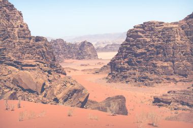 Wadi Rum çölün, Jordan panoramik manzaralı