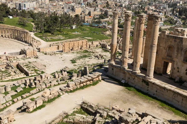 Jerash romjai. a görög-római város gera a jordan romjai — Stock Fotó