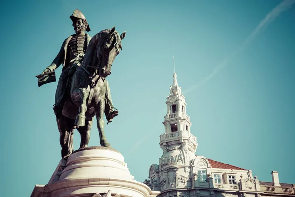 Place Liberté Avec Monument Roi Pierre Porto Porto Portugal — Photo