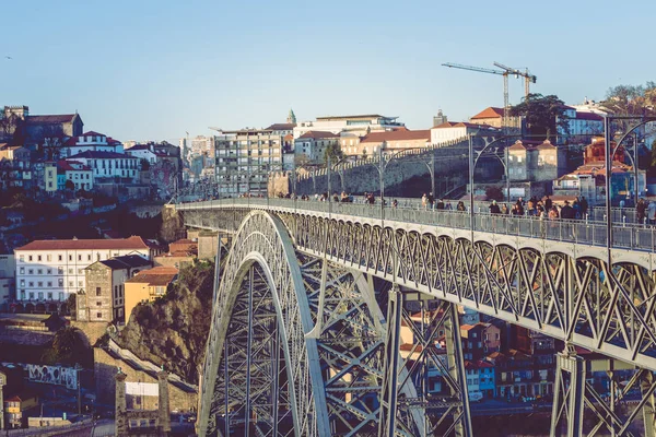 Porto Portugal Dom Luis Brug Rivier Douro — Stockfoto