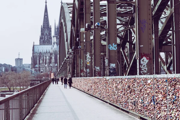 Köln Tyskland Februari 2018 Tusentals Kärlek Lås Som Sweethearts Lås — Stockfoto