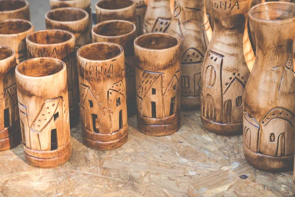Recuerdo de madera de Colonia del Sacramento, Uruguay . — Foto de Stock