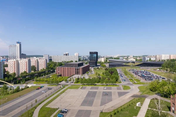 Katowice, Polen - 05 mei 2018: Panoramisch uitzicht in moderne distri — Stockfoto