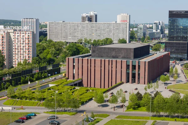 Katowice, Polen - 05 mei 2018: Panoramisch uitzicht in moderne distri — Stockfoto