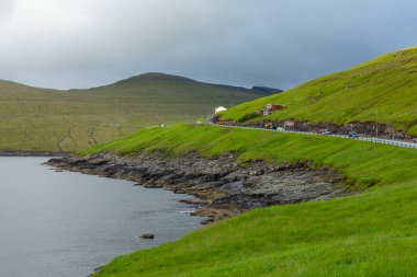 Sandavagur Köyü, Faroe Adaları, Danimarka. 
