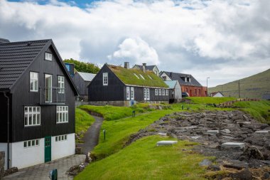 Sandavagur Köyü, Faroe Adaları, Danimarka. 