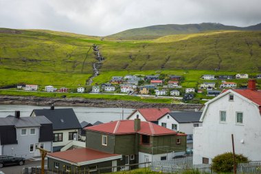 Sandavagur Köyü, Faroe Adaları, Danimarka. 
