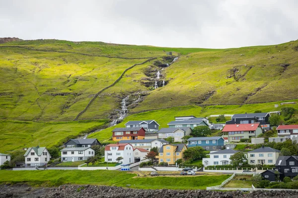 Sandavagur Village, Położony na Wyspach Owczych, Dania. — Zdjęcie stockowe