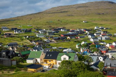 Sorvagur, Faroe Adaları, Danimarka - 09 Temmuz 2019: Geleneksel Fa