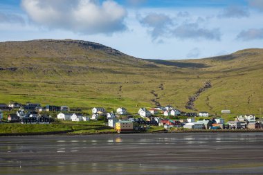 Sorvagur, Faroe Adaları, Danimarka - 09 Temmuz 2019: Geleneksel Fa