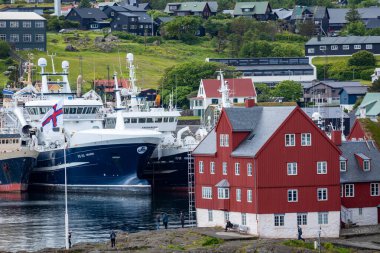 Torshawn, Faroe Adaları, Danimarka - 05 Temmuz 2019: Limandaki liman