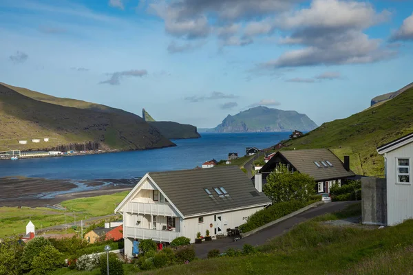 Sorvagur, Faroe Islands, Denmark - July 09, 2019: Traditional fa — стокове фото