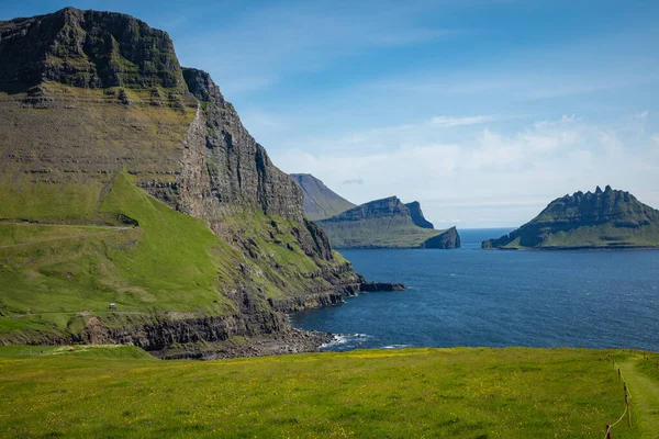 The Landscape near village of Gasadalur, Faroe Islands. Denmark. — стокове фото