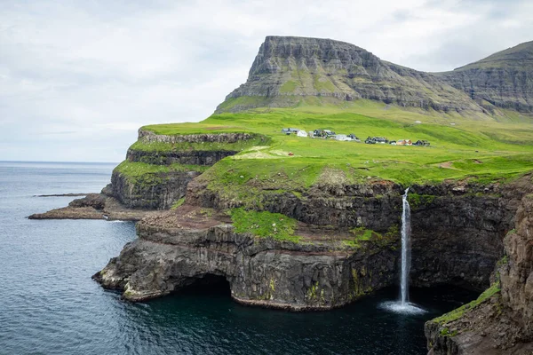 The Landscape near village of Gasadalur, Faroe Islands. Denmark. — Φωτογραφία Αρχείου