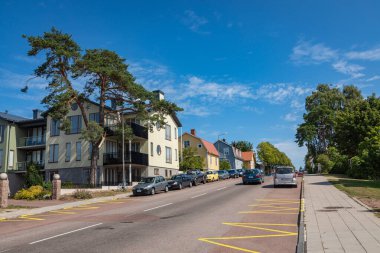 Aland Adaları, Mariehamn - Finlandiya - 06 Ağustos 2019: Şehir merkezi