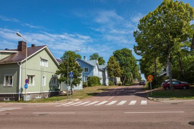 Aland Adaları, Mariehamn - Finlandiya - 06 Ağustos 2019: Şehir merkezi