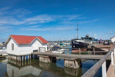 ALAND ISLANDS, MARIEHAMN - FINLAND - AUGUST 06, 2019: Yachts in  clipart