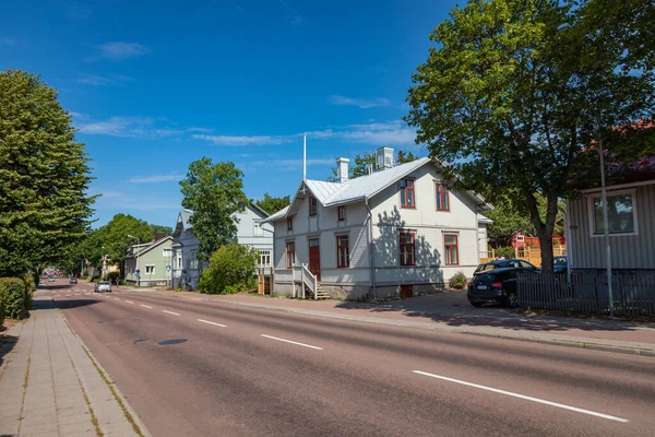 Aland Adaları, Mariehamn - Finlandiya - 06 Ağustos 2019: Şehir merkezi — Stok fotoğraf