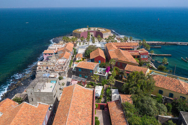 Aerial view of Goree Island. Gorée. Dakar, Senegal. Africa. Pho