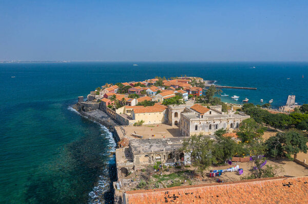 Aerial view of Goree Island. Gorée. Dakar, Senegal. Africa. Pho