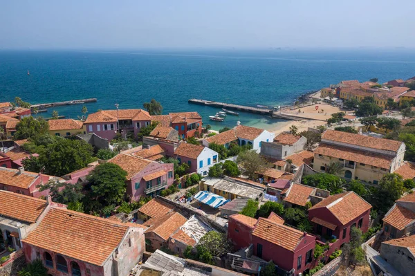 Goree Adası 'nın havadan görünüşü. Goree. Dakar, Senegal. Afrika. Pho. — Stok fotoğraf