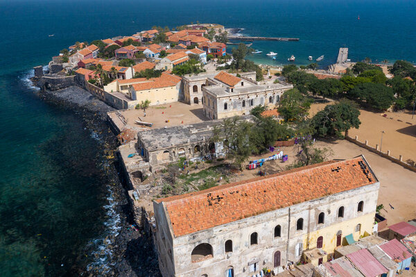 Aerial view of Goree Island. Gore. Dakar, Senegal. Africa. 