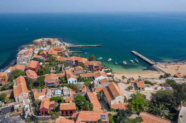 Aerial view of Goree Island. Gorée. Dakar, Senegal. Africa. Pho