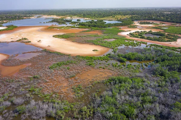 Vista aérea da reserva nacional no sul da Gâmbia, África Ocidental . — Fotografia de Stock