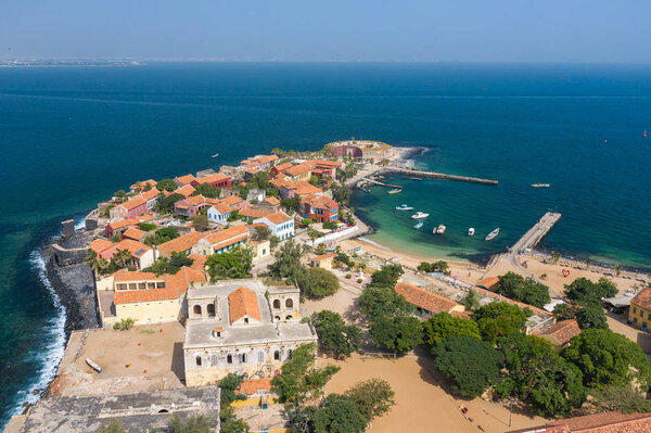 Aerial view of Goree Island. Gorée. Dakar, Senegal. Africa. Pho
